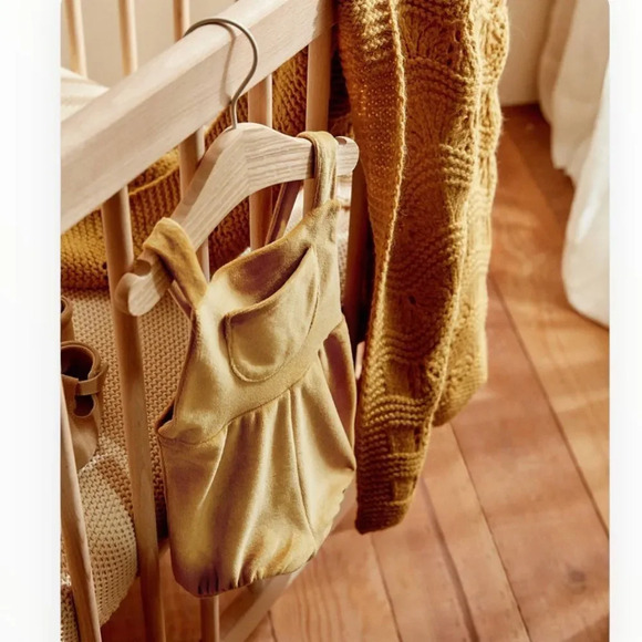 ZARA Baby | Mustard | COTTON VELOUR PLAYSUIT - Picture 2 of 7